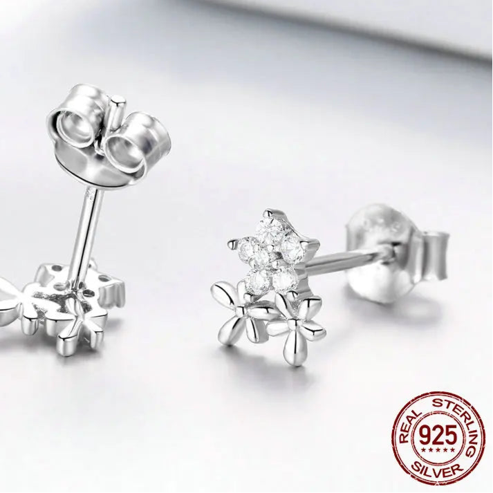 Conjunto Estrela com Zircônia Prata 925