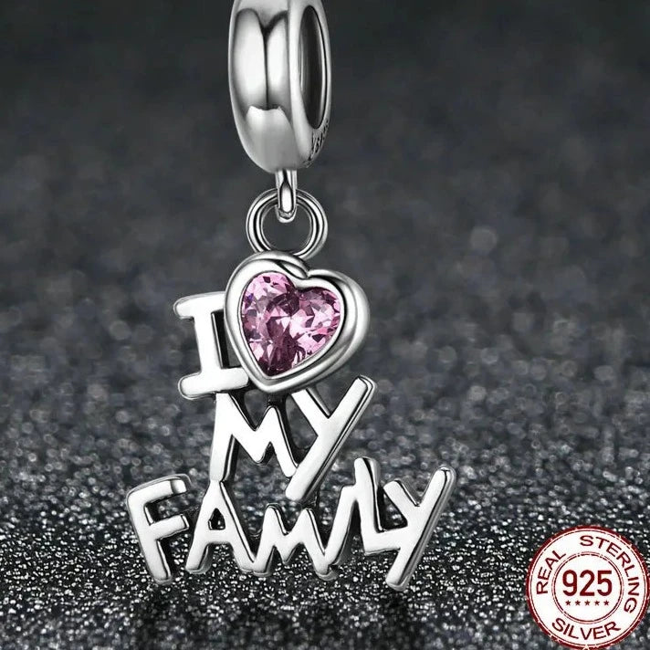 Berloque Eu Amo Minha Família Prata 925