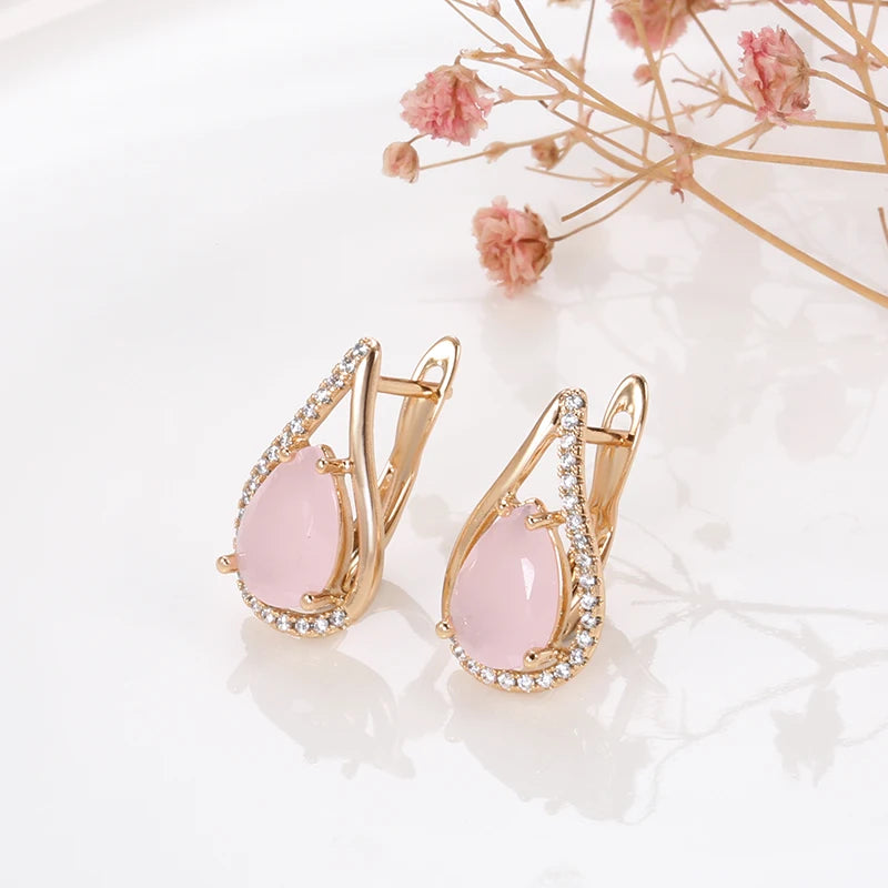 Brinco Gota com Zircônia Banhado a Ouro Rosé