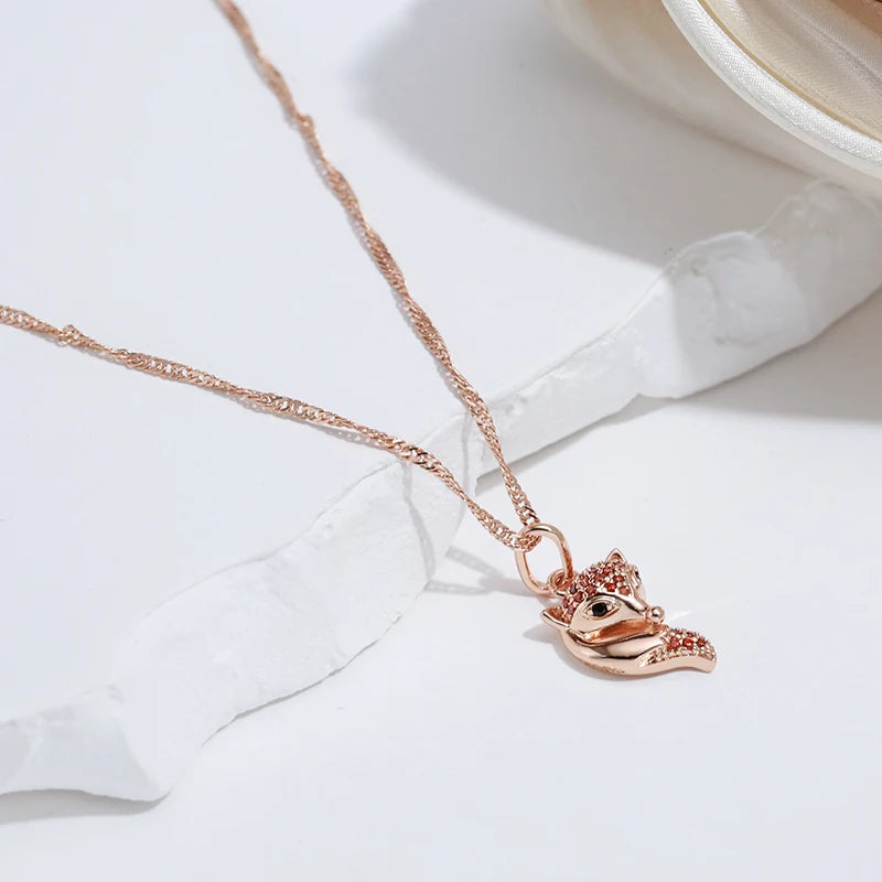 Colar Raposa com Zircônia Banhado a Ouro Rosé 585