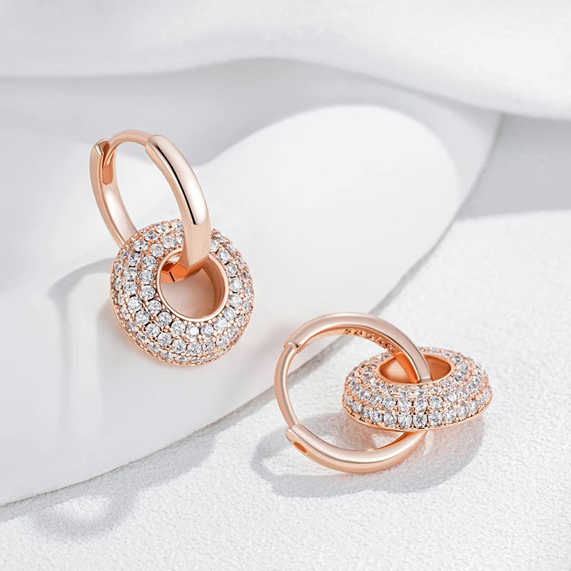 Brinco Aro com Zircônia Banhado a Ouro Rosé 585