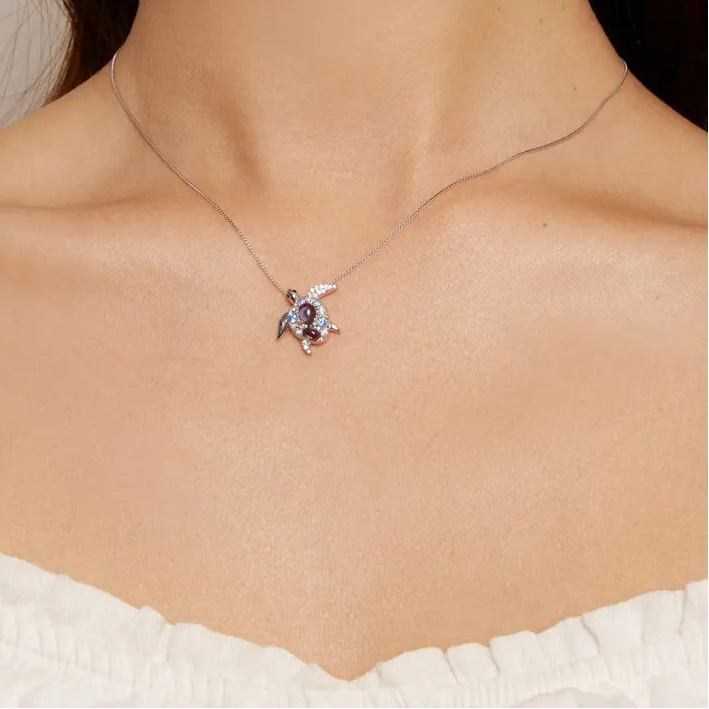 Colar Tartaruga com Zircônia Prata 925