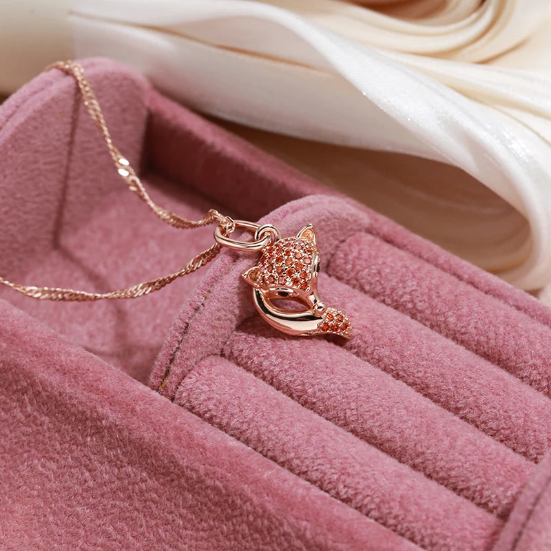 Colar Raposa com Zircônia Banhado a Ouro Rosé 585