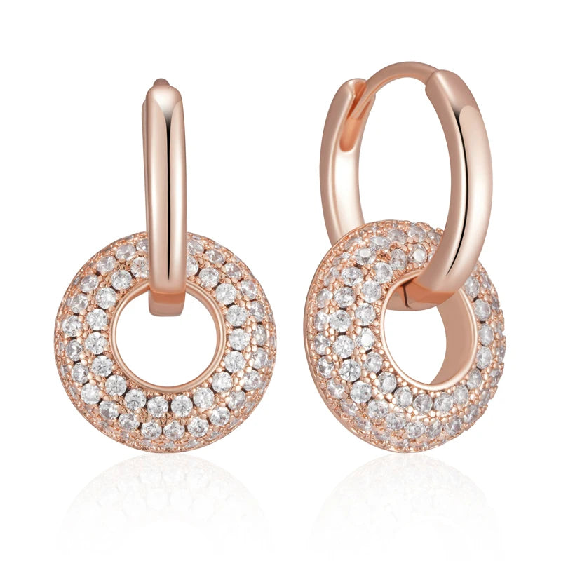 Brinco Aro com Zircônia Banhado a Ouro Rosé 585