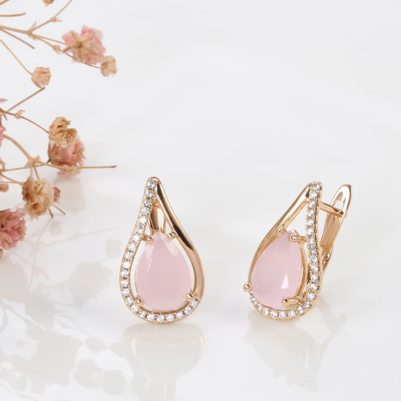 Brinco Gota com Zircônia Banhado a Ouro Rosé