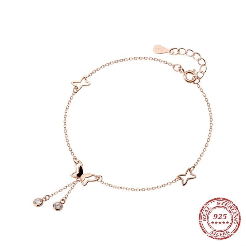 Tornozeleira de luxo Borboleta com Zircônia Banhada a Ouro Rosé