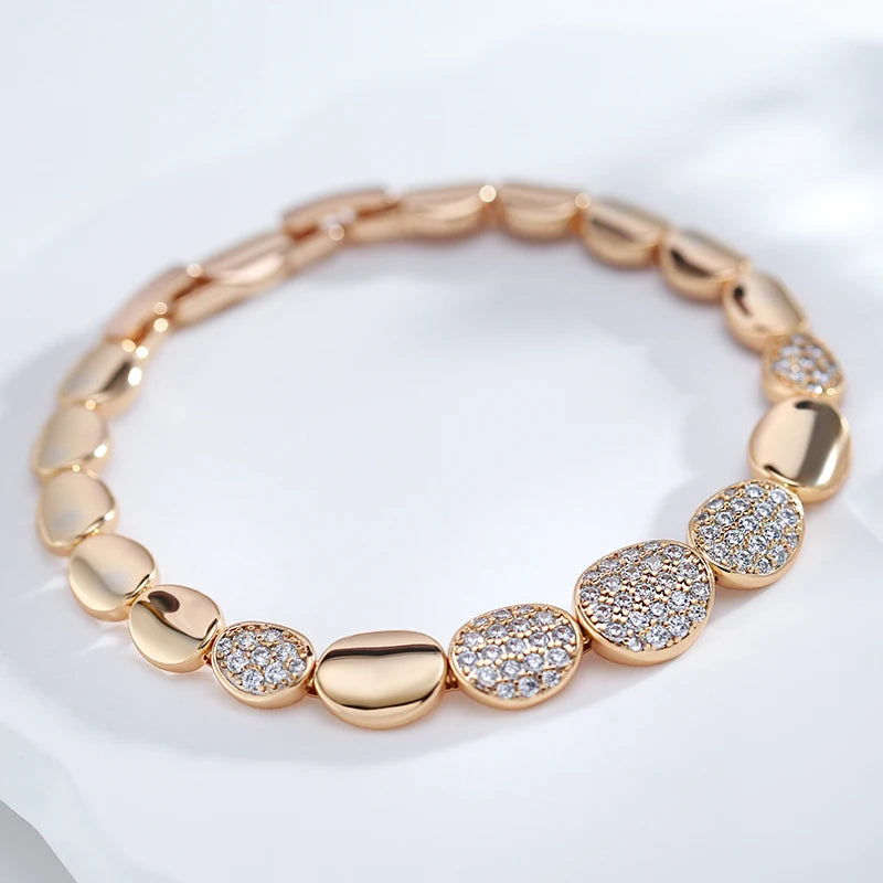 Pulseira Elo Brilhante com Zircônia Banhado a Ouro Rosé 585