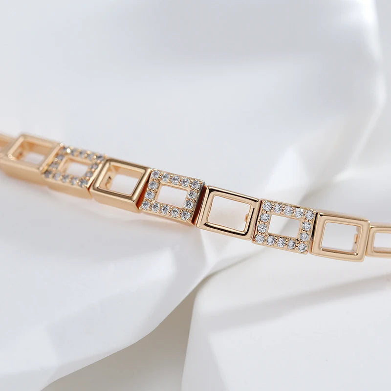 Pulseira Quadrados Luxo com Zircônia Ouro Rosé 585