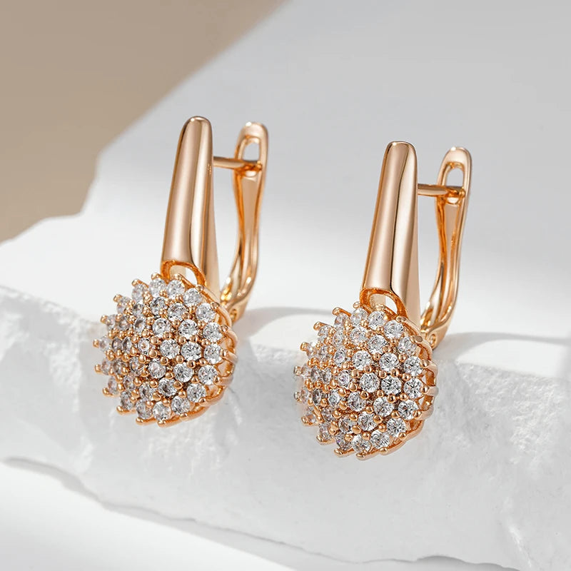 Brinco Cristal com Zircônia Banhado a Ouro Rosé 585