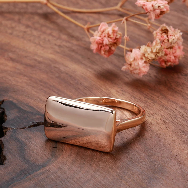 Conjunto de Brincos, Colar e Anel Geométrico Banhado a Ouro Rosé 585