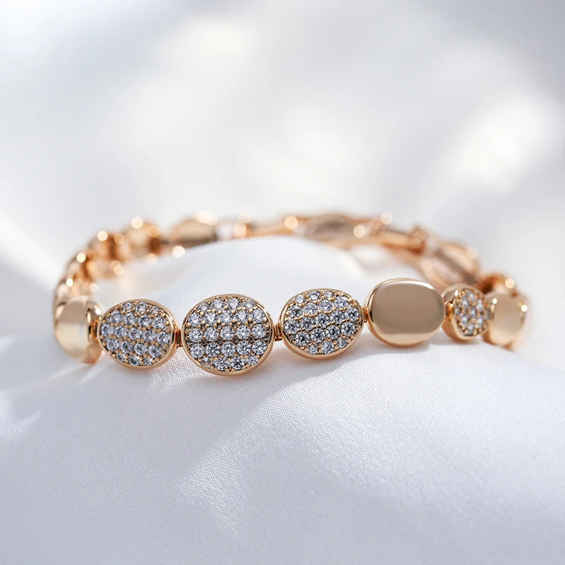 Pulseira Elo Brilhante com Zircônia Banhado a Ouro Rosé 585