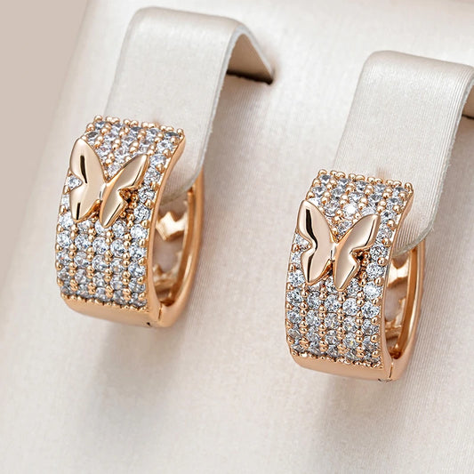 Argola Borboleta com Zircônia Banhado a Ouro Rosé 585