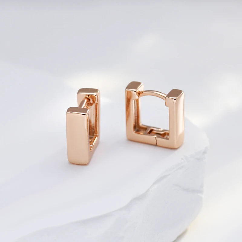 Brinco de Argola Quadrada Banhada a Ouro Rosé 585