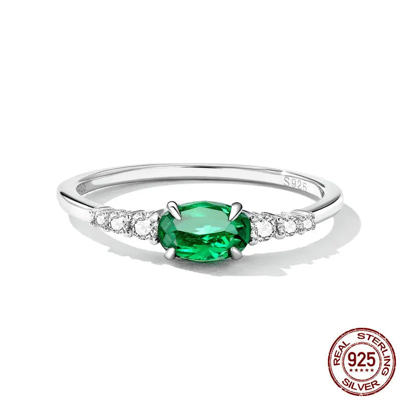 Anel com Zircônia Verde Prata 925