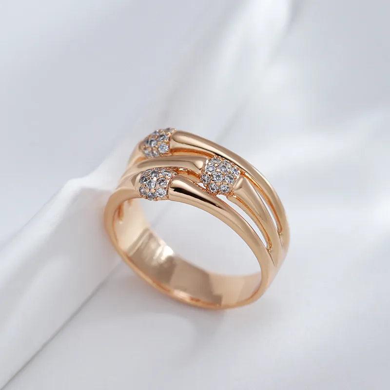 Anel Ponto de Luz Triplo Banhado a Ouro Rosé 585
