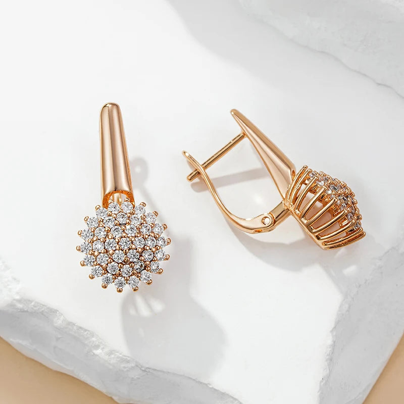 Brinco Cristal com Zircônia Banhado a Ouro Rosé 585