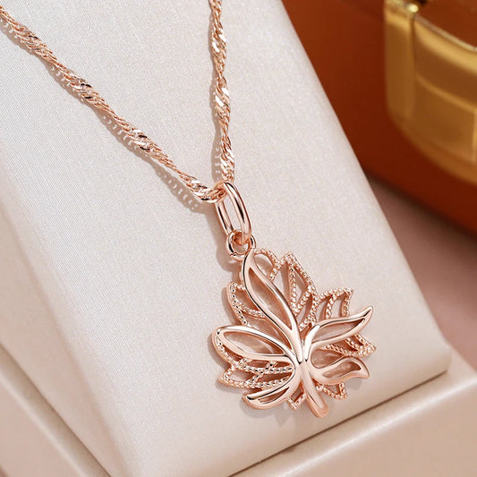 Colar Ramo Elegante Banhado a Ouro Rosé 585