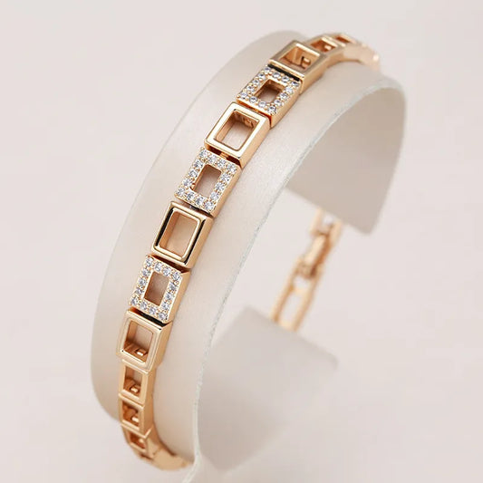 Pulseira Quadrados Luxo com Zircônia Ouro Rosé 585