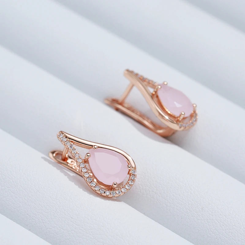 Brinco Gota com Zircônia Banhado a Ouro Rosé