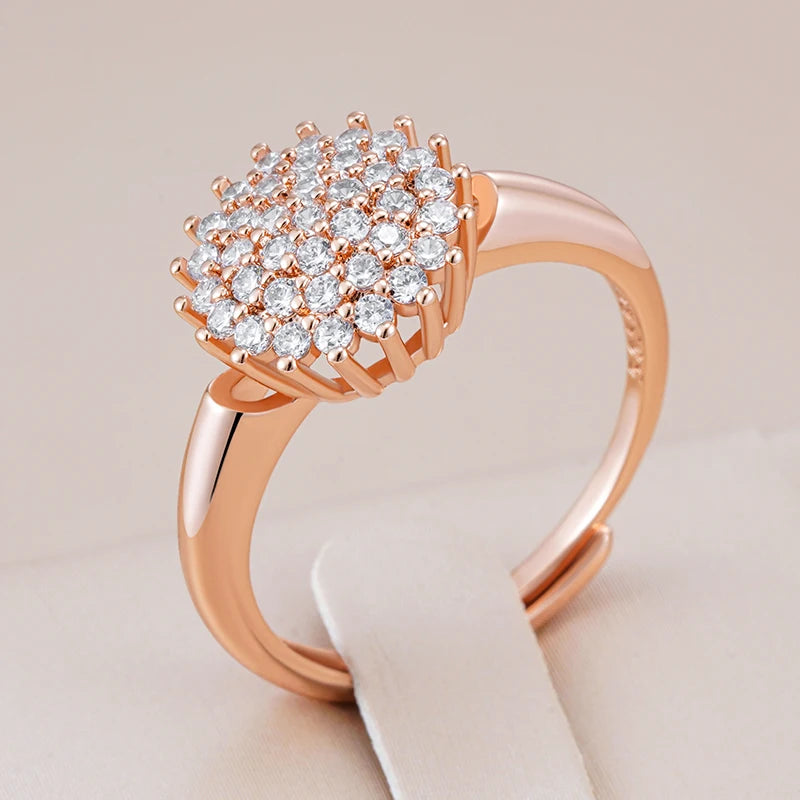 Anel Cristal com Zircônia Banhado a Ouro Rosé 585