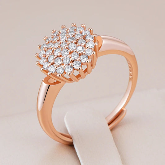 Anel Cristal com Zircônia Banhado a Ouro Rosé 585