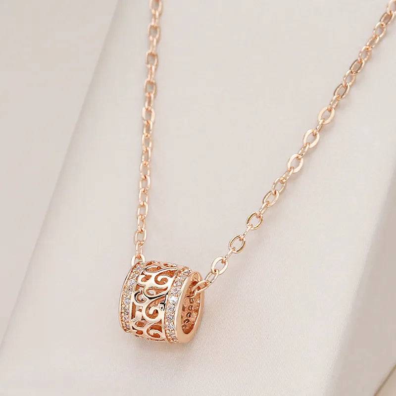 Colar Luxo com Zircônia Banhado a Ouro Rosé 585