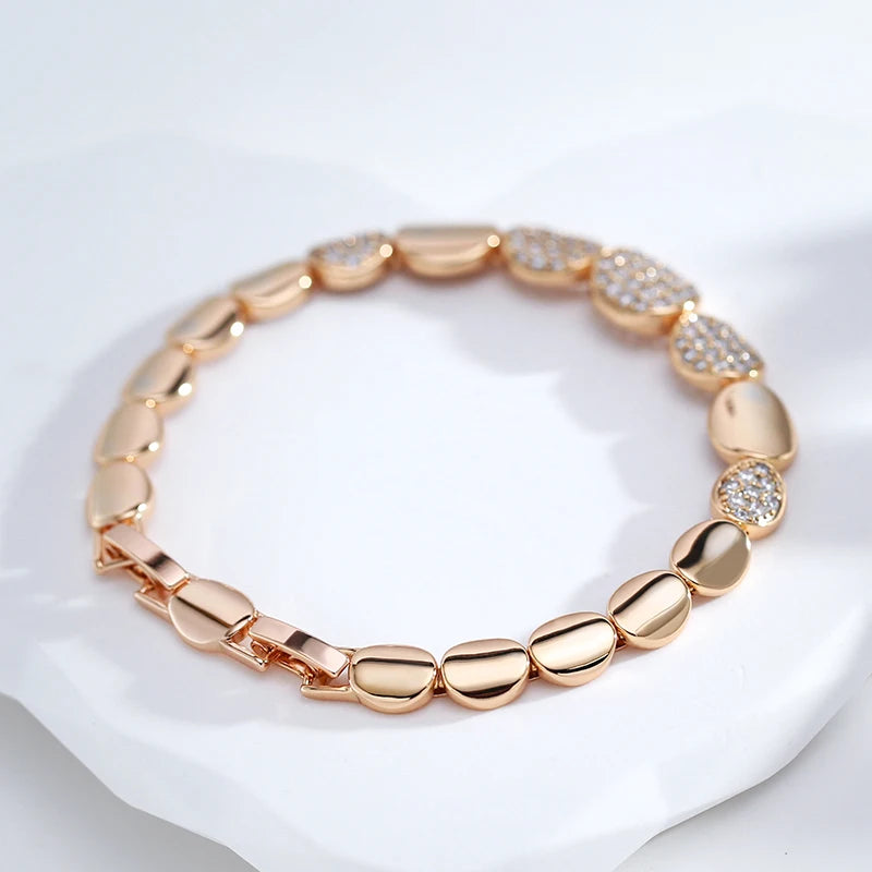 Pulseira Elo Brilhante com Zircônia Banhado a Ouro Rosé 585