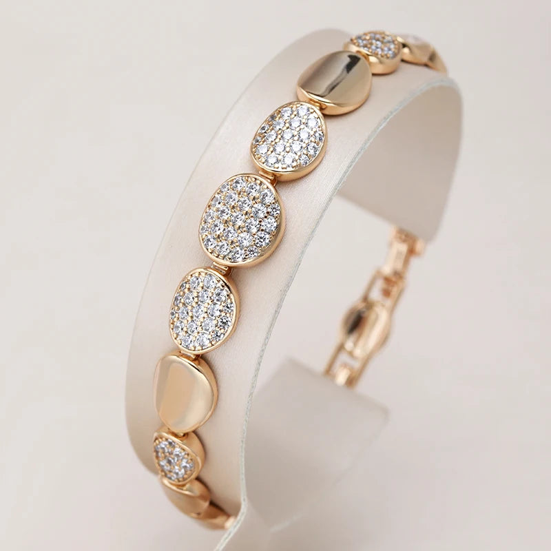 Pulseira Elo Brilhante com Zircônia Banhado a Ouro Rosé 585