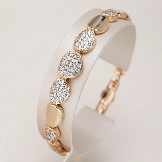 Pulseira Elo Brilhante com Zircônia Banhado a Ouro Rosé 585
