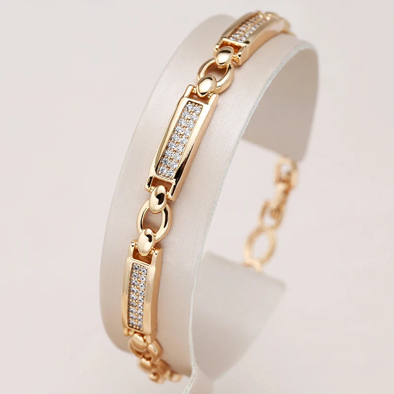Pulseira Elo Retangular com Zircônia Banhada a Ouro Rosé 585