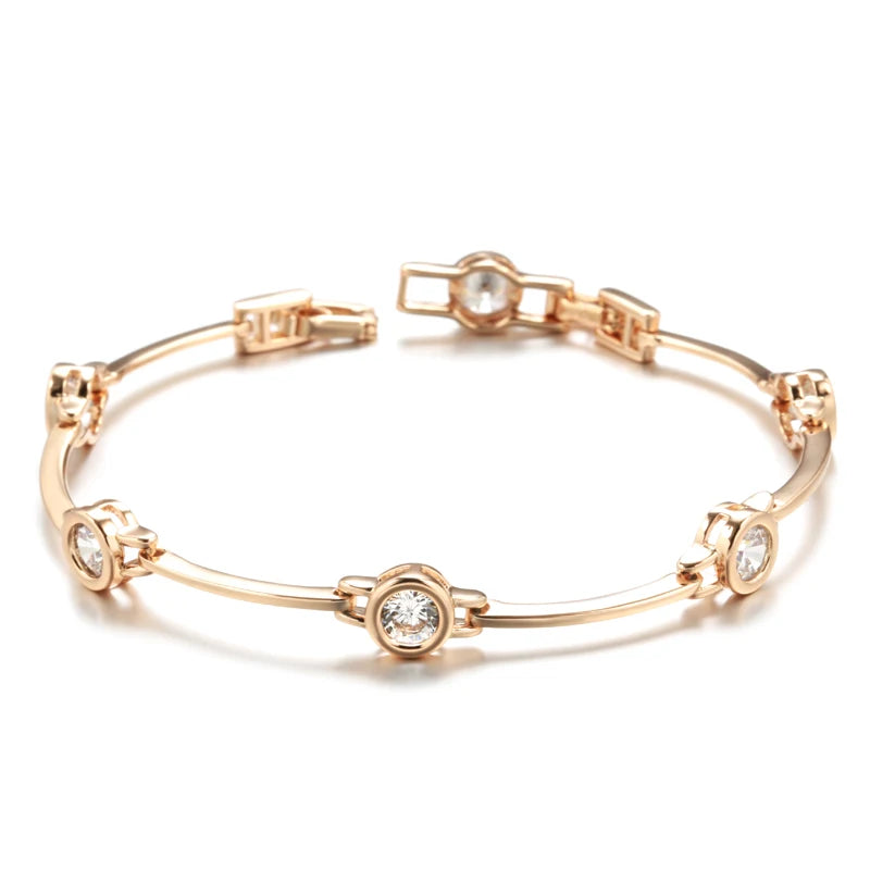 Pulseira de Luxo com Zircônia Natural Banhada a Ouro Rosé 585