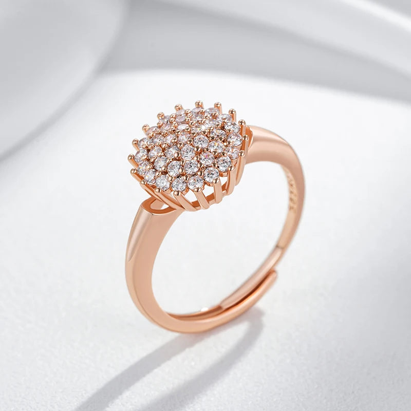 Anel Cristal com Zircônia Banhado a Ouro Rosé 585
