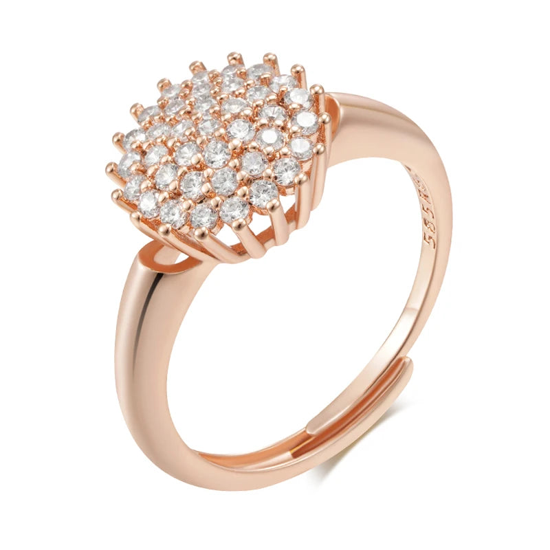 Anel Cristal com Zircônia Banhado a Ouro Rosé 585