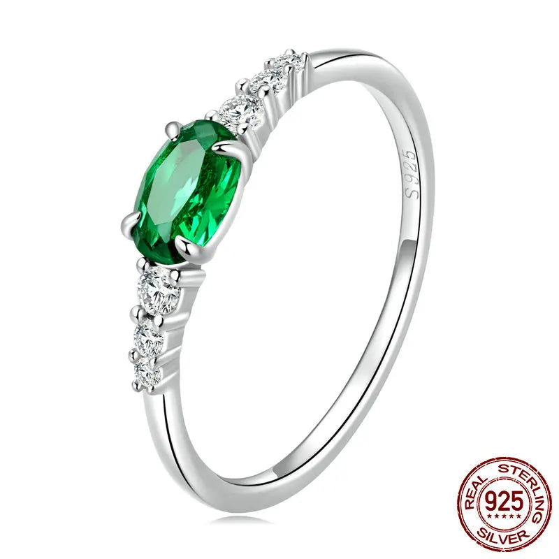 Anel com Zircônia Verde Prata 925