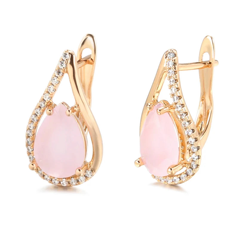 Brinco Gota com Zircônia Banhado a Ouro Rosé