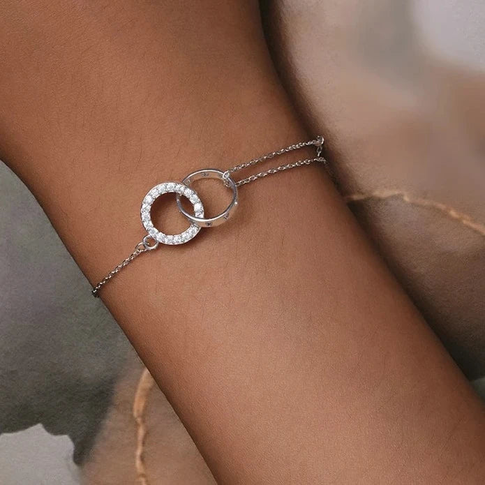 Pulseira Círculo Duplo com Zircônia Prata 925