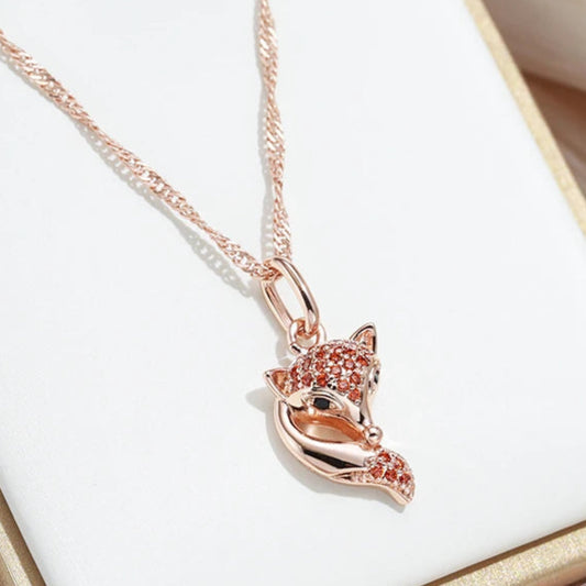 Colar Raposa com Zircônia Banhado a Ouro Rosé 585