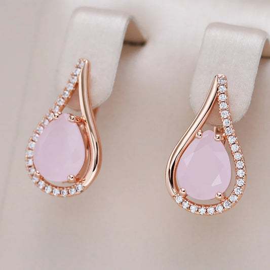 Brinco Gota com Zircônia Banhado a Ouro Rosé