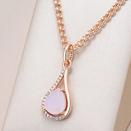 Colar Gota com Zircônia Banhada à Ouro Rosé