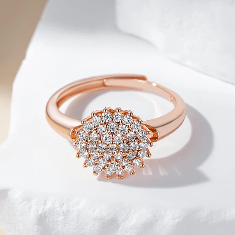 Anel Cristal com Zircônia Banhado a Ouro Rosé 585