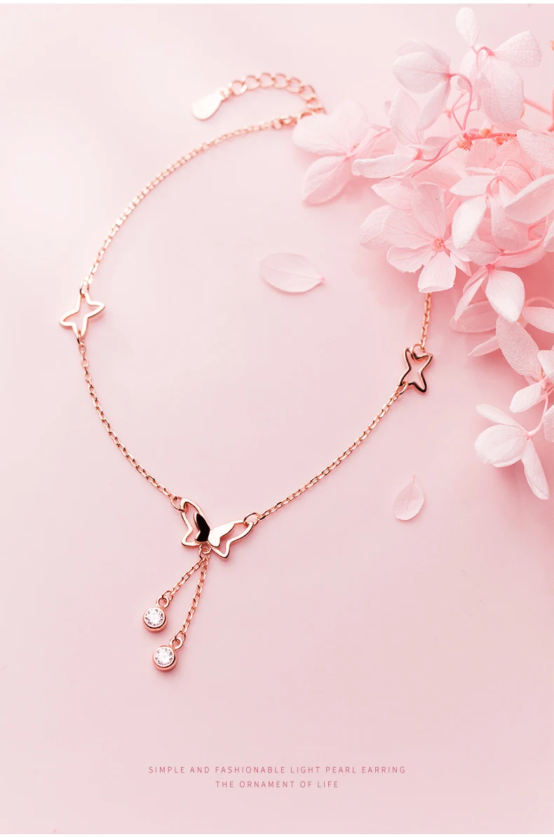 Tornozeleira de luxo Borboleta com Zircônia Banhada a Ouro Rosé